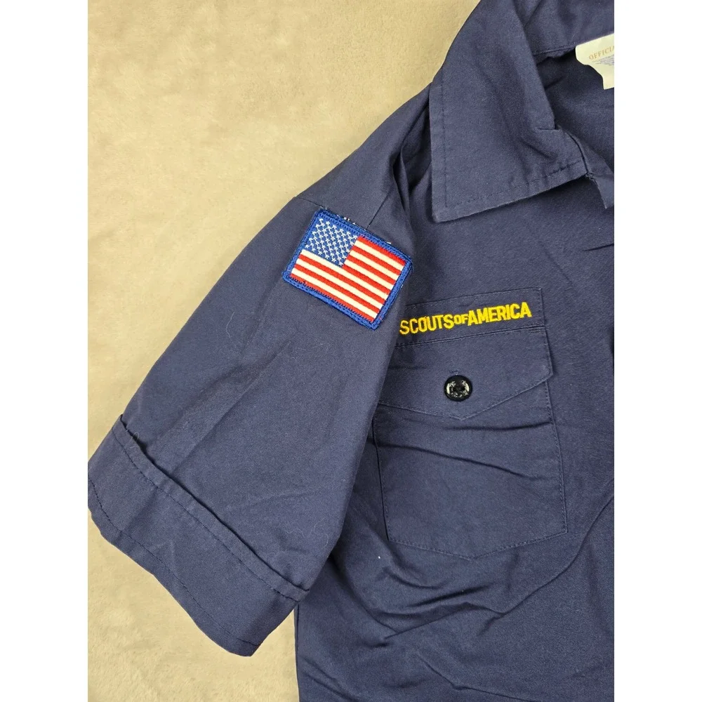 Boy Scouts of America Shirt Kids Youth Medium Blue Patches Short Sleeve Gorpcore